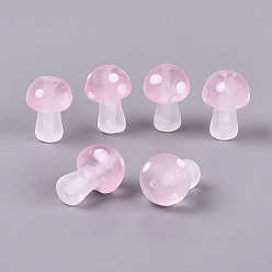 Pink Hebras de cuentas de cristal de murano hechas a mano heladas, seta, rosa, 15~18x11~12.5 mm, agujero: 0.9~1.6 mm, sobre 30 unidades / cadena, 19.69~20.08 pulgada (50~51 cm)