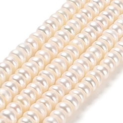 Old Lace Natural Cultured Freshwater Pearl Beads Strands, Grade 5A, Rondelle, Old Lace, 5~6x3~4mm, Hole: 0.7mm, about 98~100pcs/strand, 14.37''~14.57''(36.5~37cm)
