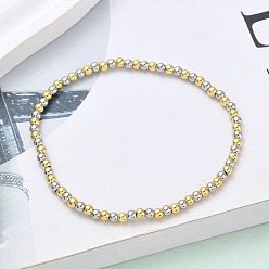 Real 18K Gold Plated & Platinum Латунные круглые бусины эластичные браслеты для мужчин и женщин, стойки покрытие, долговечный, без свинца и без кадмия, настоящее 18 к позолота и платина, 1/8 дюйм (0.3 см), внутренний диаметр: 2-1/8 дюйм (5.4 см)