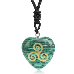Малахит Ожерелья с подвеской из синтетического малахита ко Дню Святого Патрика, сердце, 26.77 дюйм (68 см)