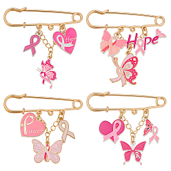 (52) Непрозрачная лаванда 4шт. железные броши, с подвесками из эмали и сплава , бабочка, золотые, разноцветные, 60 мм
