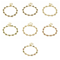 (52) Непрозрачная лаванда Браслеты-цепочки из латуни с микро-паве и цирконием в форме сердца для женщин, без кадмия и без свинца, долговечный, реальный 18 k позолоченный, разноцветные, 7-1/2 дюйм (19 см)