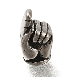 Античное Серебро 304 из нержавеющей стали европейские шарики, бусины с большим отверстием, ладонь, античное серебро, 14x8x10 мм, отверстие : 4.5 мм