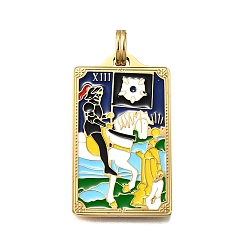 Лошадь Таро 304 эмалевые подвески из нержавеющей стали, реальный 18 k позолоченный, ионное покрытие (ip), лошадь, 37.5x22x2 мм, отверстие : 6x3.5 мм