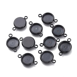 Черный 304 из нержавеющей стали параметров соединителя кабошон, ионное напыление (IP) плоский круглый, электрофорез черный, лоток : 8 мм, 16x10.5x2.8 мм, отверстие : 1.8 мм