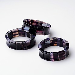 Indigo Natural Agate Stretch Bracelets, Rectangle, Indigo, 2-1/8 inch~2-1/4 inch(55~57mm)