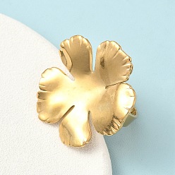 Золотой 304 из нержавеющей стали манжеты кольца, цветок, без кадмия и без свинца и без никеля, золотые, 33.5x33.5 мм, размер США 7 1/4 (17.5 мм)