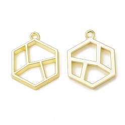 Light Gold Rack Plating Alloy Hexagon Open Back Bezel Pendants, For DIY UV Resin, Epoxy Resin, Pressed Flower Jewelry, Cadmium Free & Nickel Free & Lead Free, Light Gold, 22.5x17x2mm, Hole: 1.6mm