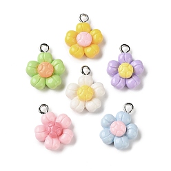 (52) Непрозрачная лаванда Непрозрачные подвески смолы, цветок, с железной платиной петлей, разноцветные, 17.5x14x6 мм, отверстие : 2 мм