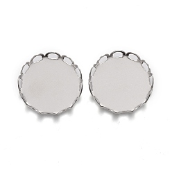 Нержавеющая Сталь Цвет Устойчивы к потускнению 304 оправы из нержавеющей стали, кружева края ободок чашки, плоско-круглые, цвет нержавеющей стали, лоток : 15 мм, 16x3 мм