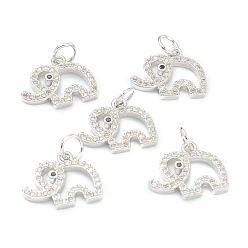 Платина Латунные микропаве прозрачные кубические циркониевые подвески, долговечный, с целью перехода в кольце, слон, платина, 11.5x14.5x2 мм, отверстие : 3.5 мм