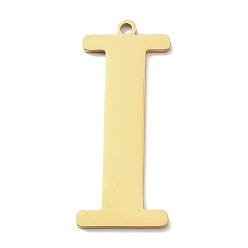 Letter I 304 подвески из нержавеющей стали, буквы, реальный 18 k позолоченный, ионное покрытие (ip), Буква "i", 40x16x1.4 мм, отверстие : 2 мм