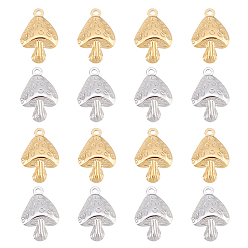 Позолоченный и Цвет Нержавейки 16 шт. 2 цвета 304 подвески из нержавеющей стали, грибное очарование, настоящее золото и нержавеющая сталь, 23.5x15.5x4 мм, отверстие : 1.8 мм, 8 шт / цвет