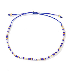 Синий Браслеты из бисера из стеклопластика, плетеные браслеты из нейлонового шнура для женщин, рондель, синие