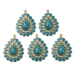 Teardrop Сплав в тибетском стиле с акриловыми подвесками, с эмалью, античное золото , слеза, 36.5x27.5x6 мм, отверстие : 1.6 мм