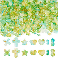 Светло-зеленый Наборы для изготовления ювелирных изделий своими руками, включая акриловые бусины, колпачки для бусин и подвески, светло-зеленый, 7.5x10x3.5 мм, отверстие : 1.5 мм