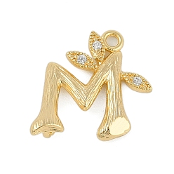 Letter M Латунные хрустальные стразы буквы звенья соединительные подвески, без кадмия, без никеля и без свинца, реальный 18 k позолоченный, Буква М, 15x15x4 мм, отверстия : 1.2 mm и 1.5 мм