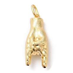 Настоящее золото 18K Латунные большие кулоны, долговечный, без свинца и без кадмия, очарование мано корнуто, реальный 18 k позолоченный, 64 мм, отверстие : 11x7 мм