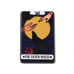 Золотистый Акриловые подвески, прямоугольник с рисунком таро, золотые, 41x26x2.5 мм, отверстие : 1.8 мм