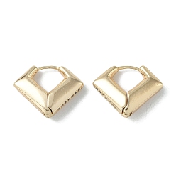 Real 18K Gold Plated Rhombus Brass Micro Pave Cubic Zirconia Stud Earrings for Women, Real 18K Gold Plated, 20x7mm