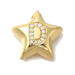 Letter D Стойка металлическая латунная микропрофилированная кубическая циркония подвески, долговечный, без кадмия и без свинца, буквы, реальный 18 k позолоченный, Буква D, 15.5x16.5x5.5 мм, отверстие : 3 мм