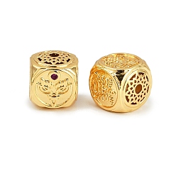 Настоящее золото 18K Латунные микро проложить кубического циркония бусы, кубические, без никеля , реальный 18 k позолоченный, 8x8x9 мм, отверстие : 1.6 мм