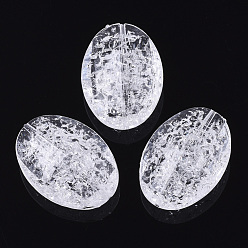 Clear Transparent Crackle Acrylic Beads, Oval, Clear, 32x23x11mm, Hole: 1.5mm, about 130pcs/500g