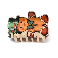 Gingerbread Man Рождественские заколки-краб с уксусной кислотой для женщин и девочек, со сплавочной фурнитурой, Колобок, 47.5x84.5x52 мм