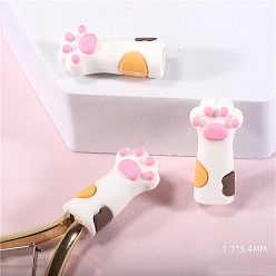 White Cute Cat Paw Print Silicone Nail Art Cuticle Nipper Protective Cover, for Scissors and Tweezers, White, 3.4x1.7cm