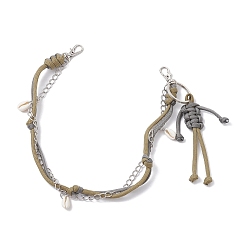 Цвет Оливы Веревка из полиэстера и спандекса, плетеная из натуральных и человеческих ракушек каури, подвеска на железную цепочку для сумки, декоративные цепочки, с поворотными застежками сплава, платина, оливковый, 453 мм