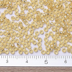 (RR2) Светлый Золотой с Серебряной Подкладкой Миюки круглые бусины рокайль, японский бисер, 11/0, (rr 2) серебристое светлое золото, 11/0, 2x1.3 мм, Отверстие : 0.8 мм , около 5500 шт / 50 г