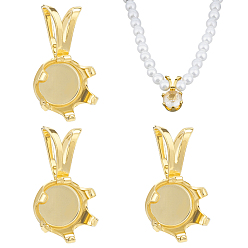 Золотой 3 шт. 925 подвеска из стерлингового серебра с кабошоном, плоско-круглые, 1 с тканью для полировки ПК, золотые, лоток : 5 мм, 12.5x6.5x5.5 мм, отверстие : 4.4x2 мм