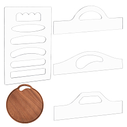 Clear 4Pcs 4 Styles Transparent Acrylic Router Templates, Clear Acrylic Handle Cutting Board, for Woodworking Angled Curvy Tracing Stencils Guide Tools, Clear, 7.5~30x19.5~27.7x0.4cm, 1pc/style