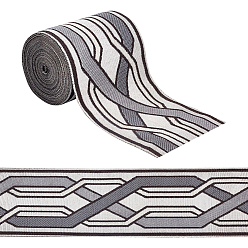 Серый 5m полиэстеровая жаккардовая полосатая лента, аксессуары для одежды, украшение занавеса, серые, 3-1/2 дюйм (90 мм), около 5.47 ярдов (5 м) / шт