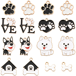 (52) Непрозрачная лаванда 32шт. 8 стили подвесок в виде отпечатков лап из сплава с эмалью, разнообразные, золотой свет, разноцветные, 11.8~25.5x12.8~21.5x1~2.2 мм, отверстие : 1.5~2 мм, 4 шт / стиль