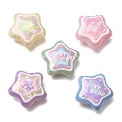 (52) Непрозрачная лаванда Прозрачные акриловые европейские бусины с принтом, бусины с большим отверстием, звезда, разноцветные, 25x26x10 мм, отверстие : 5 мм