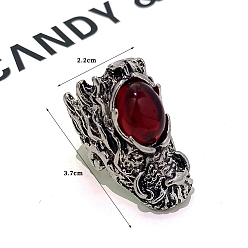 Дракон Ретро сплав с регулируемыми манжетами из смолы, античное серебро, дракон, 37 мм, внутренний диаметр: регулируемый