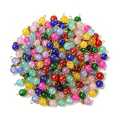 (52) Непрозрачная лаванда 200 шт. имитация нефрита круглые стеклянные бусины подвески, с распорными бусинами из сплава в тибетском стиле и латунными штифтами с шаровой головкой, золотые, разноцветные, 11x6 мм, отверстие : 1.6 мм