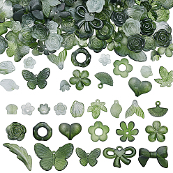 Темно-серый 200g прозрачные акриловые бусины, матовые, разнообразные, градиент цвета, темно-серый, 12~30.5x11.5~39.5x2.5~9 мм, отверстие : 1.6~2.7 мм