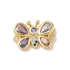 Разноцветный Латунные подвески-шармы в виде бабочек с кубическим цирконием, инкрустированные фианитами., реальный 18 k позолоченный, стойки покрытие, долговечный, без кадмия и без свинца, красочный, 12x17x3.2 мм, отверстие : 1.6 мм