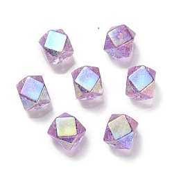 Purple UV Plating Rainbow Iridescent Acrylic Beads, Polygon, Purple, 15.5x19x19mm, Hole: 3mm