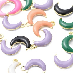 Луна 304 из нержавеющей стали шармы эмали, золотистый. смешанные цвета, луна, 8.5x5.5x2 мм, отверстие : 0.8 мм