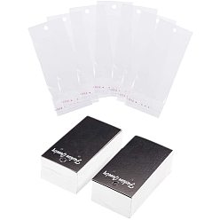 Black Paper Display Cards, Used for Necklace, Bracelet, Pendant and Barrette, with OPP Cellophane Bags, Black, 9x5cm, 15.5x6cm