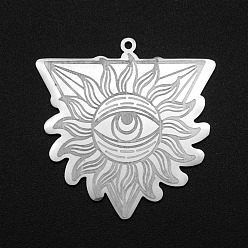 Stainless Steel Color Tarnish Resistant 201 Stainless Steel Pendants, Laser Cut, All Seeing Eye, Stainless Steel Color, 35.5x35x1mm, Hole: 1.4mm