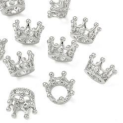 Real Platinum Plated SHEGRACE Brass Micro Pave Cubic Zirconia Pendants, Cadmium Free & Nickel Free & Lead Free, Crown Charms, Clear, Real Platinum Plated, 11.5x7mm, Hole: 6mm