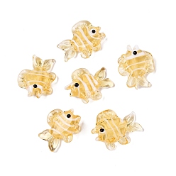 Светло-хаки Бусы лэмпворк ручной работы, рыба, светлый хаки, 18~23x23~27x8.5~10 мм, отверстие : 1.5 мм, около 21~25 шт / нитка, 16.54~19.69 дюйм (42~50 см)