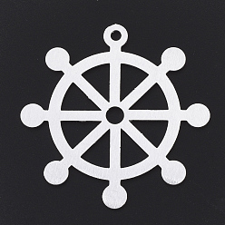 Silver Aluminium Big Pendants, Laser Cut Big Pendants, Helm, Silver Color Plated, 50x1mm, Hole: 3mm