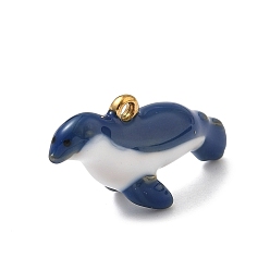 Sea Dog 304 нержавеющей стальной эмали подвески, ионное покрытие (ip), реальный 18 k позолоченный, амулеты «Морской пёс», 15x31x8 мм, отверстие : 1.7 мм