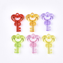 (52) Непрозрачная лаванда Прозрачные акриловые подвески, ключ, разноцветные, 37x25x8 мм, Отверстие : 2.5 мм , около 205 шт / 500 г