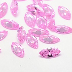 Бледно-Розовый Кубического циркония указал назад кабошоны, класс А, граненые, лошадиный глаз , розовый жемчуг, 6x3x2 мм